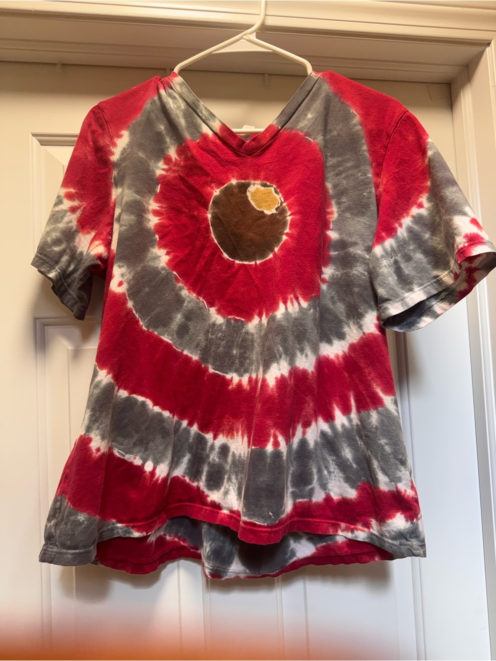 Bella Missy Red and Gray Buckeye Tie-Dye Tshirt